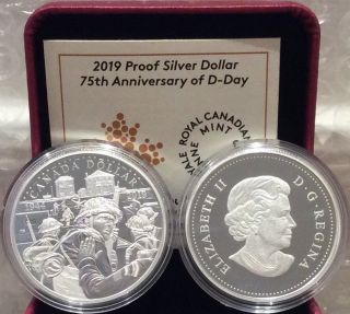 1944 - 2019 D - Day 75th Anniv Proof Pure Silver Dollar $1 Canada Coin,  Juno Beach