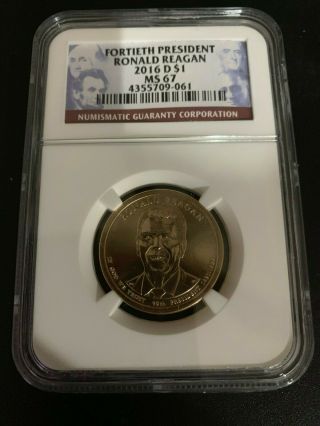 2016 - D Ronald Reagan $1,  Ms - 67,  (10 Coins),  Ngc Certified