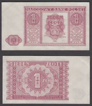 Poland 1 Zloty 1946 (vf - Xf) Crisp Banknote P - 123