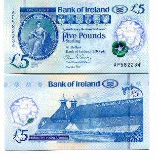Northern Ireland 5 Pounds 2017 P - Unc Bank Of Ireland