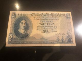 Banknote South Africa 2 Rand 1961 P - 104 Vf,  Rare