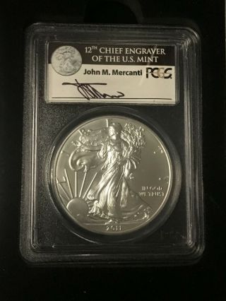 2011 Silver Eagle 25th Anniversary 5 - Coin Set - J.  Mercanti PCGS 70 1st Strike 10