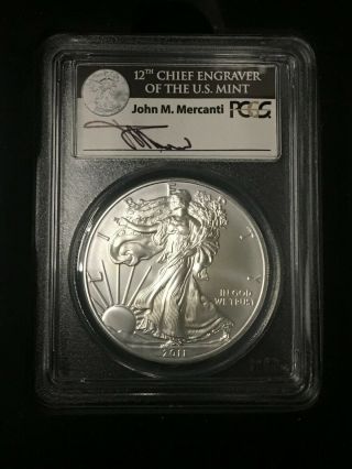 2011 Silver Eagle 25th Anniversary 5 - Coin Set - J.  Mercanti PCGS 70 1st Strike 8