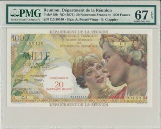 Départment De La Réunion Reunion 1000 Francs Nd (1971) Pmg 67ppq