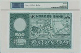 Norges Bank Norway 500 Kroner 1971 Prefix A PMG 65EPQ 2