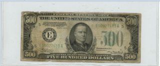 1934 $500 Frn Federal Reserve Note $500.  00 Five Hundred Dollar Bill Virginia