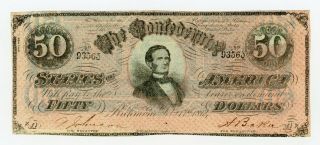 1864 Ct - 66/501 $50 The Confederate States Of America " Havana Ctft.  " Note