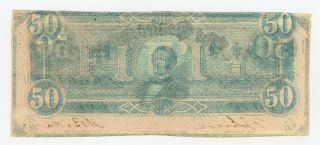 1864 CT - 66/501 $50 The Confederate States of America 