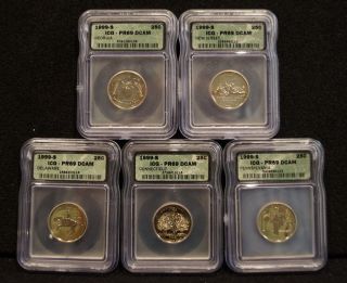 1999 - S Icg Pr69 Dcam Georgia,  Penn,  Delaware,  Jersey & Conn 5 - Coin Set