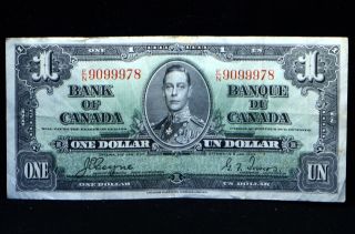 Canada 1937 Bank Of Canada $1.  00 Note King George (no1030)