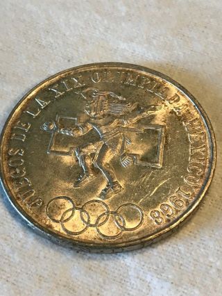 1968 Mexican Silver 25 Pesos Olympics Silver Coin.  Mexico (316)
