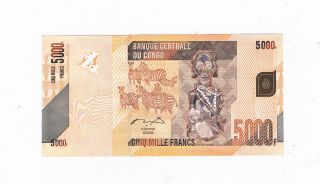 Congo P102a Error No Number 5000 Francs2 - 2 - 2005 Zebra Bird Au