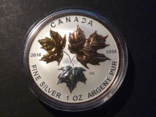 Canada 2016 $5 Silver Maple Leaf 1 Oz Single,  From Fractional Gold - Plated Set