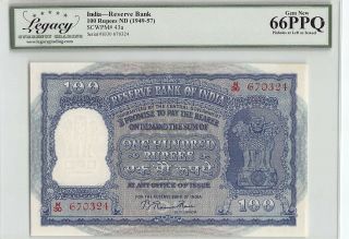 India Nd (1949 - 57) P - 43a Legacy Gem 66 Ppq 100 Rupees