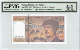 France 1997 P - 151i Pmg Choice Unc 64 20 Francs