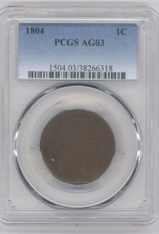 1804 Pcgs Ag 03 Draped Bust Large Cent Coin 1c