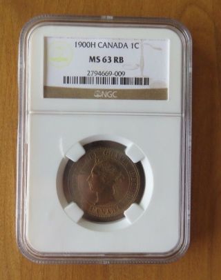 1900 - H Canada One Cent Ngc Ms 63 R/b