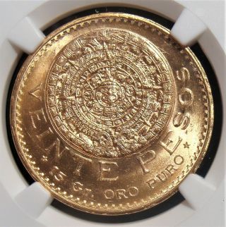 Mexico: Estados Unidos Gold Restrike 20 Pesos 1959 Ms66 Ngc.
