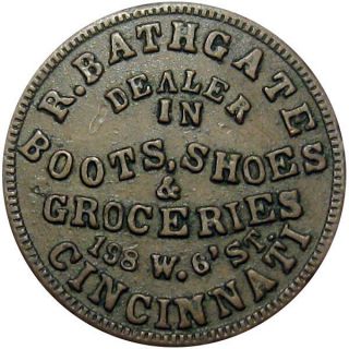 1862 Cincinnati Ohio Civil War Token R Bathgate R6 Very Scarce Merchant