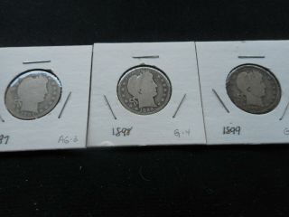 3 Different Barber Quarters - - Circuated