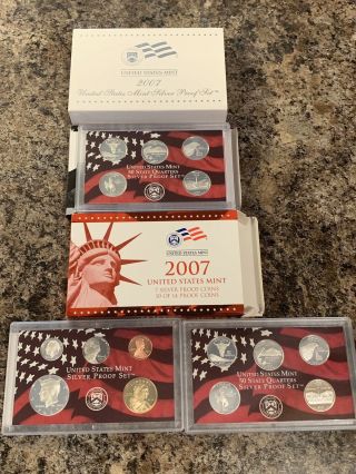 2007 Silver Proof Set.  15 Piece Coin Set Silver 2007 Silver Proof Set