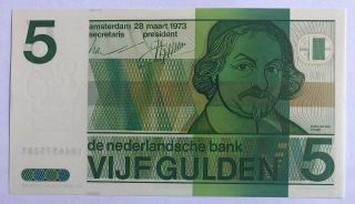 Netherlands - 5 Gulden - 1973 - Pick 95 - Serial Number 1846375281,  Unc.