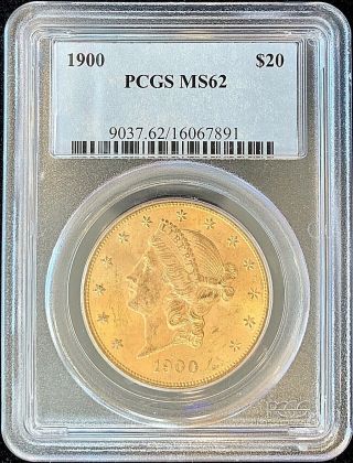 1900 $20 American Gold Double Eagle Ms62 Pcgs Liberty Head Brilliant Coin