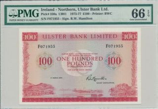 Ulster Bank Ltd.  Ireland - Nortehern 100 Pounds 1977 Pmg 66epq