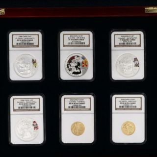 2008 China Beijing Olympic Games Gold Silver Six Coin Proof Set PF70 Ultra Cameo 2