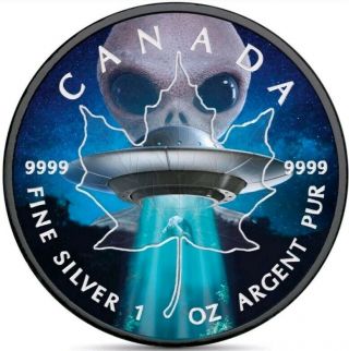 2018 1 Oz Silver $5 Canadian Alien N Ufo Coin
