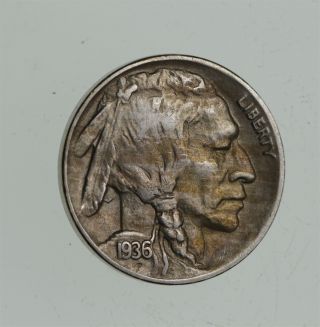 Full Horn - - Tough - 1936 - D Buffalo Nickel - Sharp Coin 363