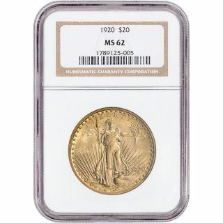 Us Gold $20 Saint - Gaudens Double Eagle - Ngc Ms62 - Random Date