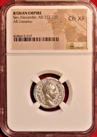 E - Coins Australia Severus Alexander AR Denarius NGC Ch XF Roman Imperial coin 3