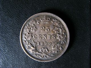 25 Cents 1900 Canada Queen Victoria Silver Coin C ¢ Quarter Vf - 30