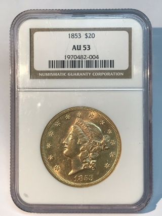 1853 $20 Liberty Gold Double Eagle Type 1 Ngc Au53 Choice Coin 1970482 - 004