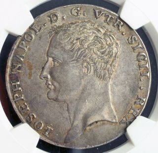 1805,  Kingdom Of Naples,  Joseph Napoleon.  Rare Silver 120 Grana Coin.  Ngc Au - 58
