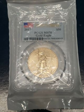 2017 $50 American Gold Eagle 1 Oz Gold Coin First Strike - Pcgs Ms70