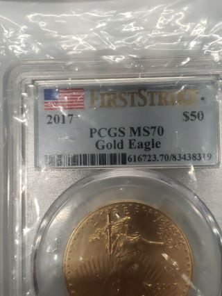 2017 $50 American Gold Eagle 1 oz Gold Coin First Strike - PCGS MS70 2