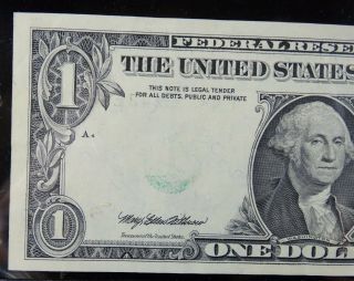 1995 MIS STAMPED $1 FEDERAL RESERVE ERROR NOTE SERIAL NUMBERS ON THE REVERSE 3