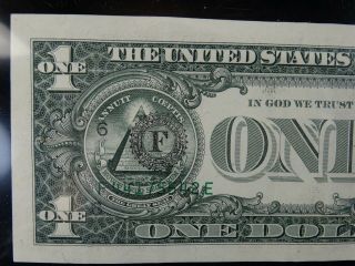 1995 MIS STAMPED $1 FEDERAL RESERVE ERROR NOTE SERIAL NUMBERS ON THE REVERSE 8