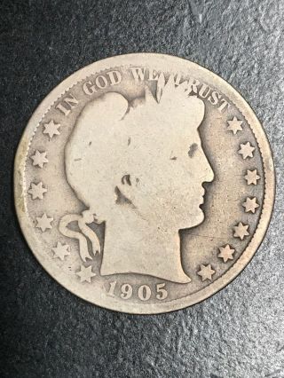 1905 - O Barber Silver Half Dollar Coin 90 Silver Tougher Date