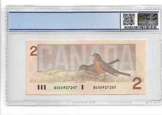 Canada/Bank of Canada pick 94b 1986 2 Dollars PCGS 66 OPQ 2
