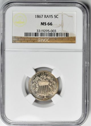 1867 Shield 5c Ngc Ms 66
