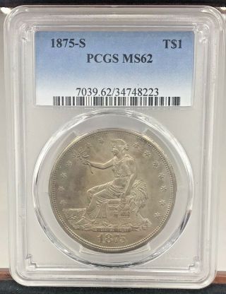1875 S Trade Silver Dollar Pcgs Ms 62 Toned (34748223)