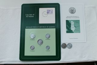 Albania Coins,  Coins Of All Nations 1969 With Card,  1 Lek 1964 And 1 Lek 1931