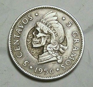 Hand Carved Hobo Nickel By John Hughey Real Coin Dominican 5c Skull