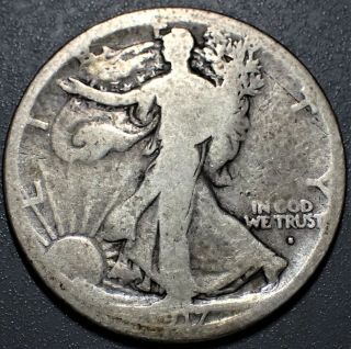 1917 - S Obverse Mark Walking Liberty Silver Half Dollar,  Grade G,  Ls8