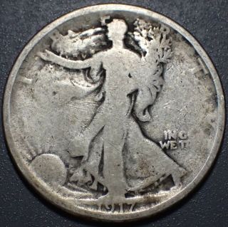 1917 - S Reverse Mark Walking Liberty Silver Half Dollar,  Grade G,  Ls7