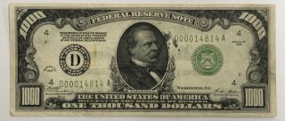U.  S.  1928 $1000 Bill Frn Redeemable In Gold