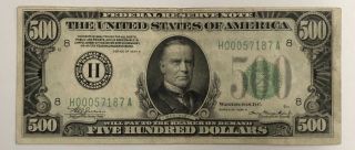 1934 - A $500 U.  S.  Fedral Reserve Note St.  Louis